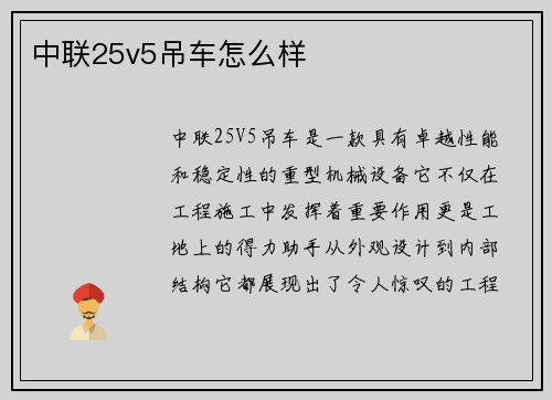中联25v5吊车怎么样