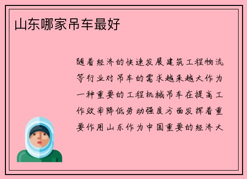山东哪家吊车最好