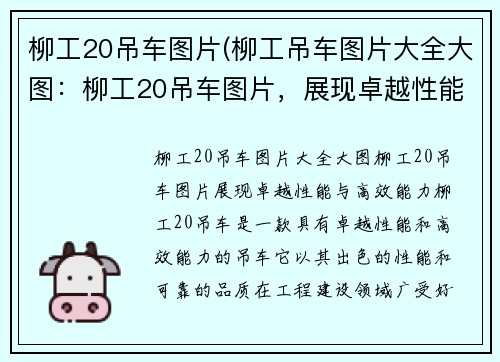 柳工20吊车图片(柳工吊车图片大全大图：柳工20吊车图片，展现卓越性能与高效能力)